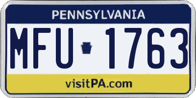 PA license plate MFU1763