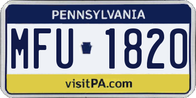 PA license plate MFU1820