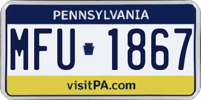 PA license plate MFU1867