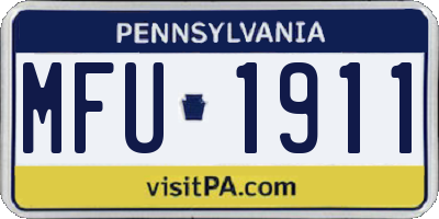 PA license plate MFU1911