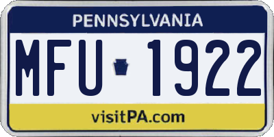 PA license plate MFU1922