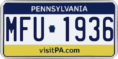PA license plate MFU1936