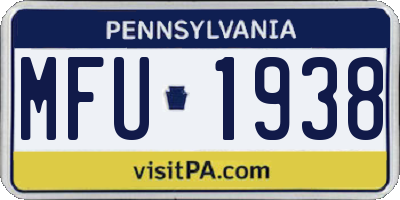 PA license plate MFU1938