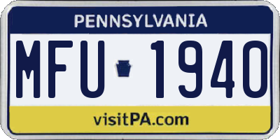 PA license plate MFU1940