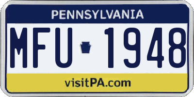PA license plate MFU1948