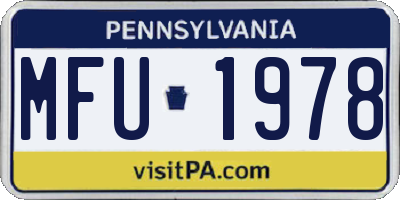 PA license plate MFU1978