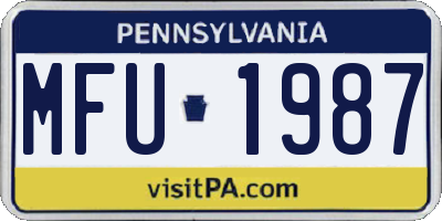 PA license plate MFU1987