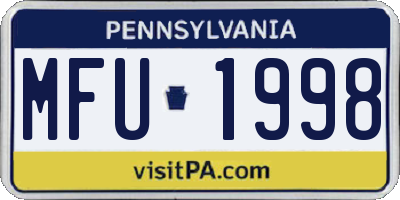 PA license plate MFU1998