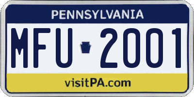 PA license plate MFU2001