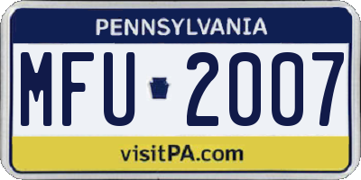 PA license plate MFU2007