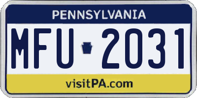 PA license plate MFU2031
