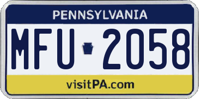 PA license plate MFU2058
