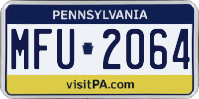 PA license plate MFU2064