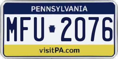 PA license plate MFU2076