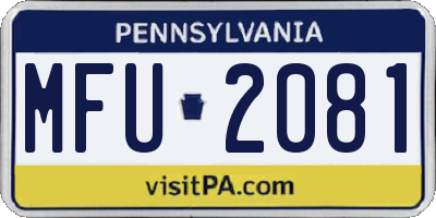PA license plate MFU2081