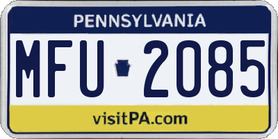 PA license plate MFU2085