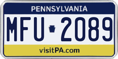 PA license plate MFU2089