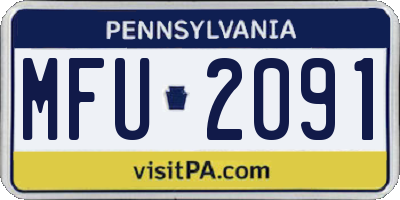 PA license plate MFU2091