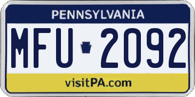 PA license plate MFU2092
