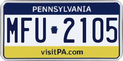 PA license plate MFU2105