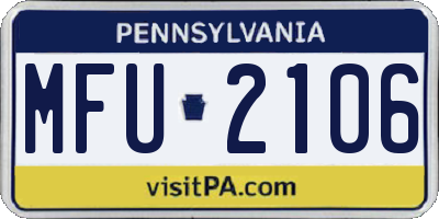 PA license plate MFU2106