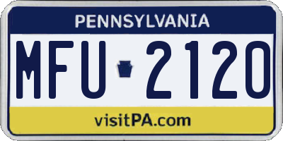 PA license plate MFU2120