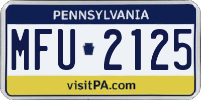 PA license plate MFU2125