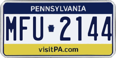PA license plate MFU2144