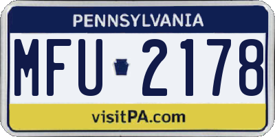 PA license plate MFU2178