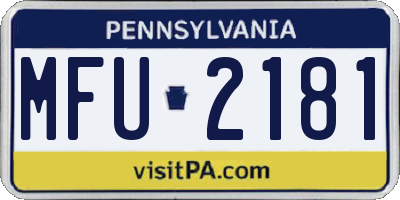 PA license plate MFU2181