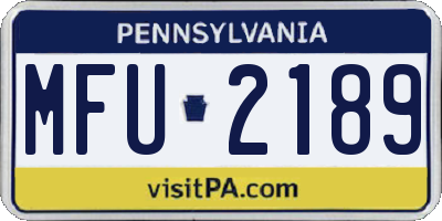 PA license plate MFU2189