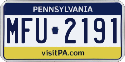 PA license plate MFU2191