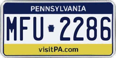 PA license plate MFU2286