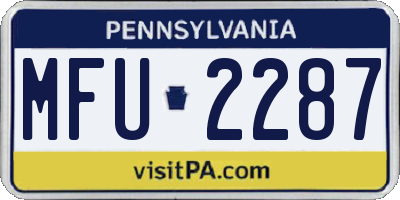 PA license plate MFU2287