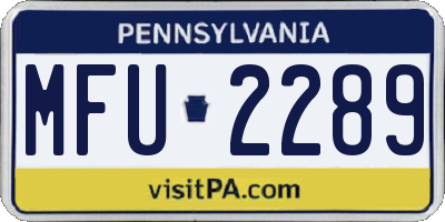 PA license plate MFU2289