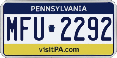 PA license plate MFU2292