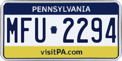 PA license plate MFU2294