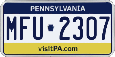 PA license plate MFU2307