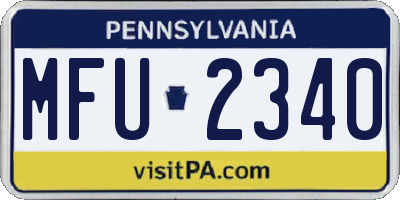 PA license plate MFU2340