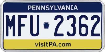PA license plate MFU2362
