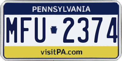 PA license plate MFU2374