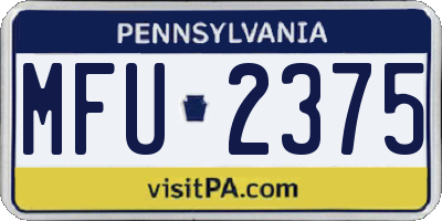 PA license plate MFU2375