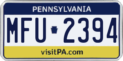 PA license plate MFU2394
