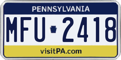 PA license plate MFU2418