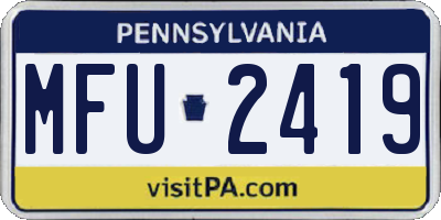 PA license plate MFU2419