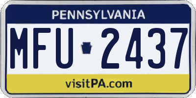 PA license plate MFU2437