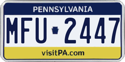 PA license plate MFU2447