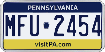 PA license plate MFU2454