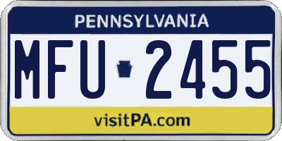 PA license plate MFU2455