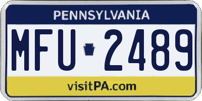 PA license plate MFU2489